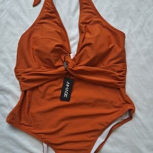 Women's Orange Halter Swimsuit